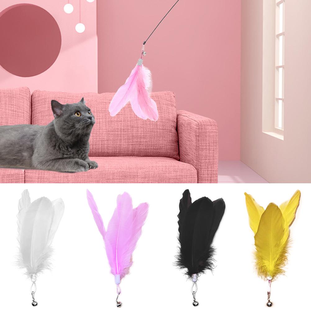 Wide Large Feather Pendant with Bell DIY Replace Cat Teaser Stick Replacement Pendant Pet Toy Accessories