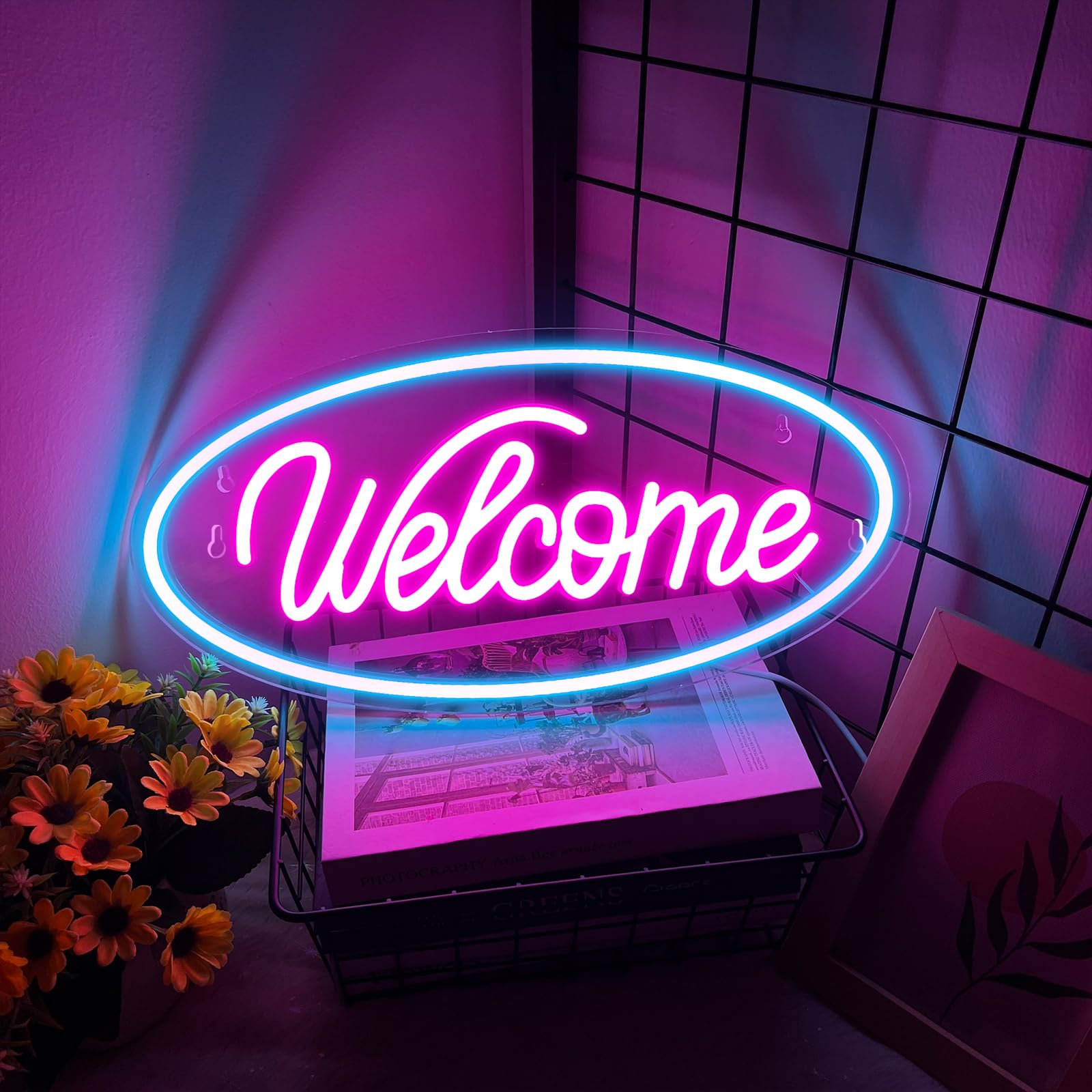 

IMEGINA Welcome Neon Welcome Neon Store Interior Neon USB Coffee Izakaya Living Indoor Wall Creates Stylish Birthday Christmas Party 40cm W x 20cm H
