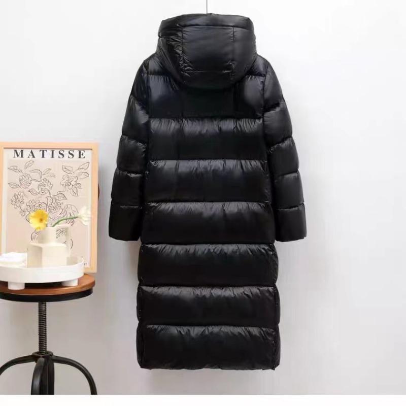 Winter New Black and Gold Goose Down Jacket Women's and Men's Extended Knee-length Thickened Coat