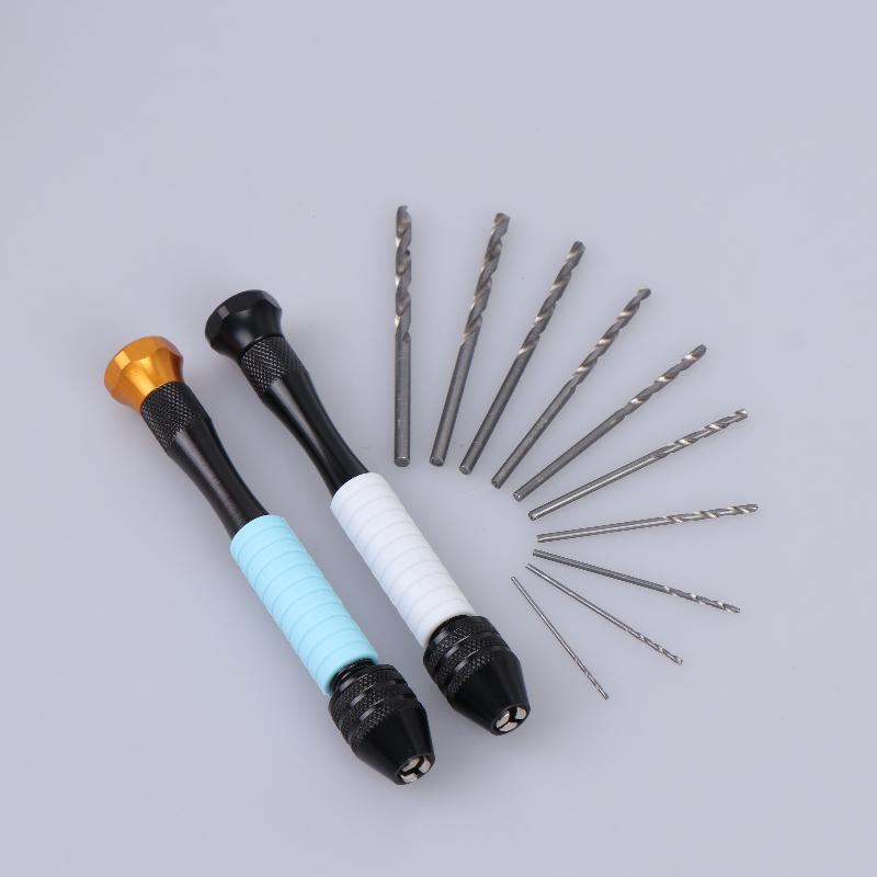 Mini Micro Aluminum Hand Drill With Keyless Chuck Hss Steel Twist Drill Bit Woodworking Drilling Rotary Tools Hand Drill Manual