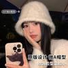Hairy Rabbit Fur Bucket Hat Women's Winter Hat Big Head Circumference Autumn and Winter Bucket Hat Warm Plush Basin Hat