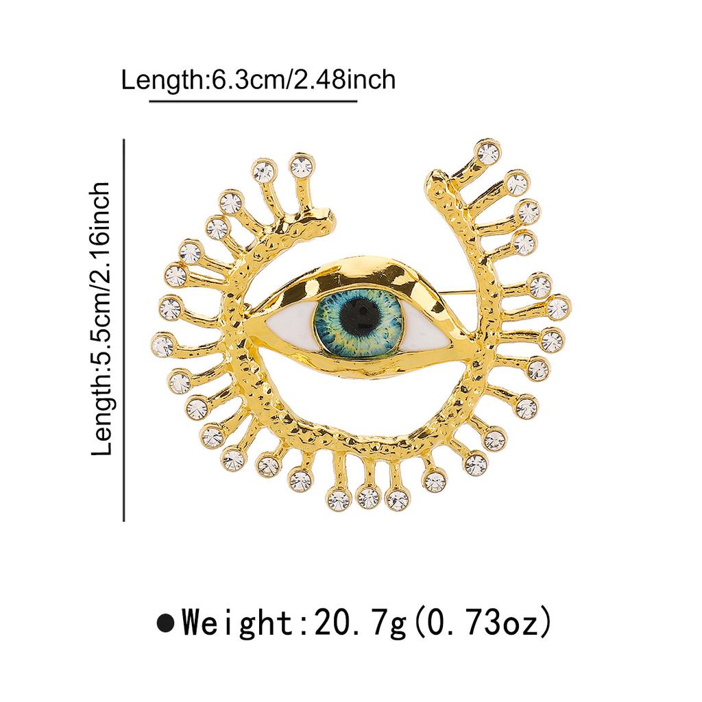 Peculiar Personality Design Blue Eye Brooch, High-end Luxury Diamond-encrusted Clothing Accessories Pin