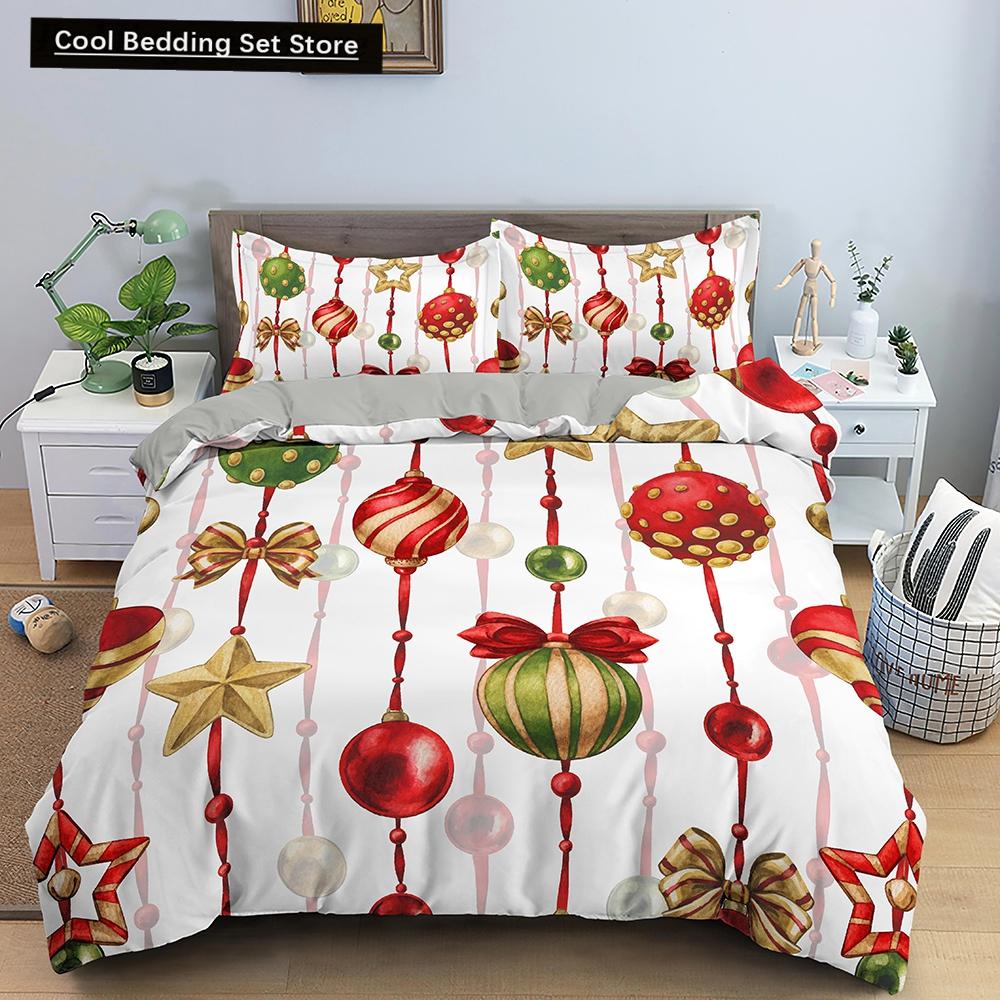 Merry Christmas King Queen Duvet Cover XMAS Bedding Set for Kid Santa Claus Quilt Cover Cartoon 2/3pcs Polyester Comforter Cover