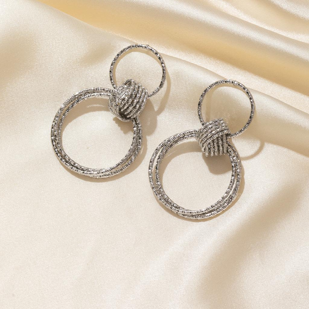 Fashion Metal Multilayer Round Drop Earrings For Women Exaggerated Geometric Hollow Personality Earrings Jewelry Party Gifts