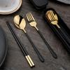 Chopsticks spoon set, a pair of student forks, portable with adult storage box, three-piece tableware set
