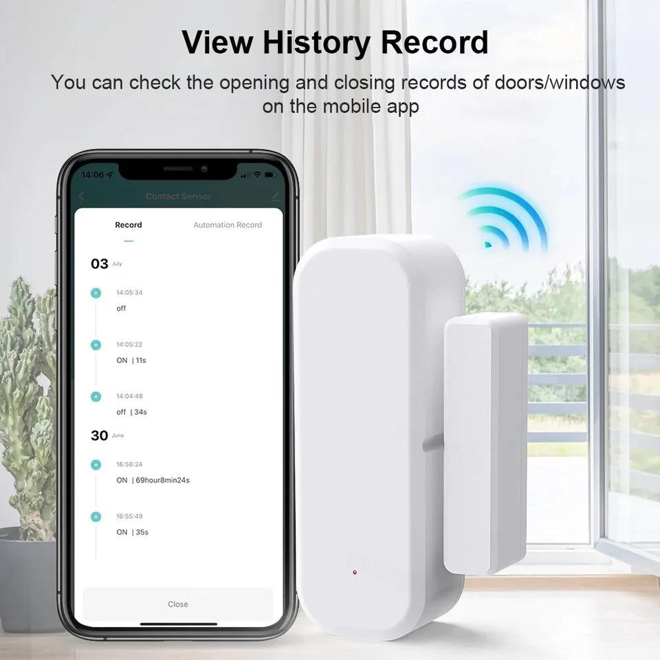 Tuya WiFi/Zigbee Smart Door and Window Sensor Smart Home Magnetic Security Alarm Smart Life APP Remote Monitor Works with Alex Google Home