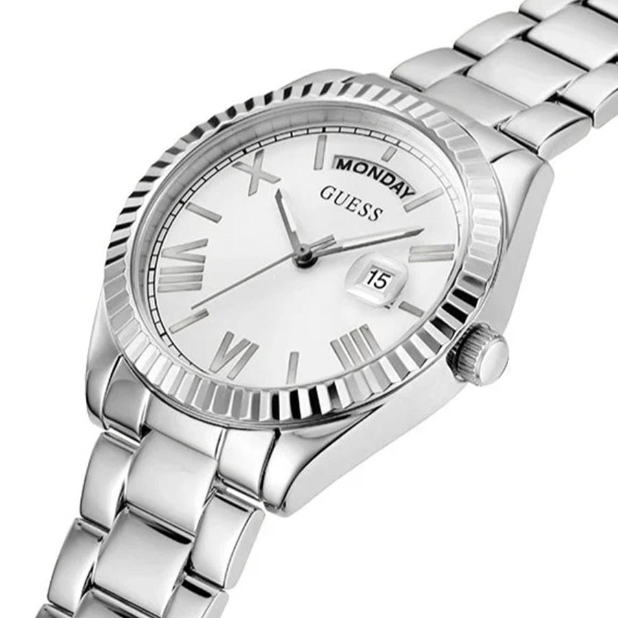 Guess Silberne Edelstahl-Quarzuhr mit Kalender - GW0308L1