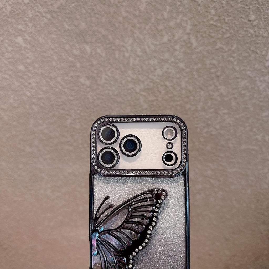 3D Butterfly Rhinestone Stand Case for iPhone 17 Pro Max, Apple 16 & 15