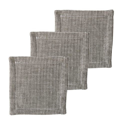 

VETLER 100% Indian Cotton Coasters, Set of 3, 10x10cm, Fabric, Stylish and Cute, for Kitchen, Interior, and Cafe Use (Houndstooth Black)