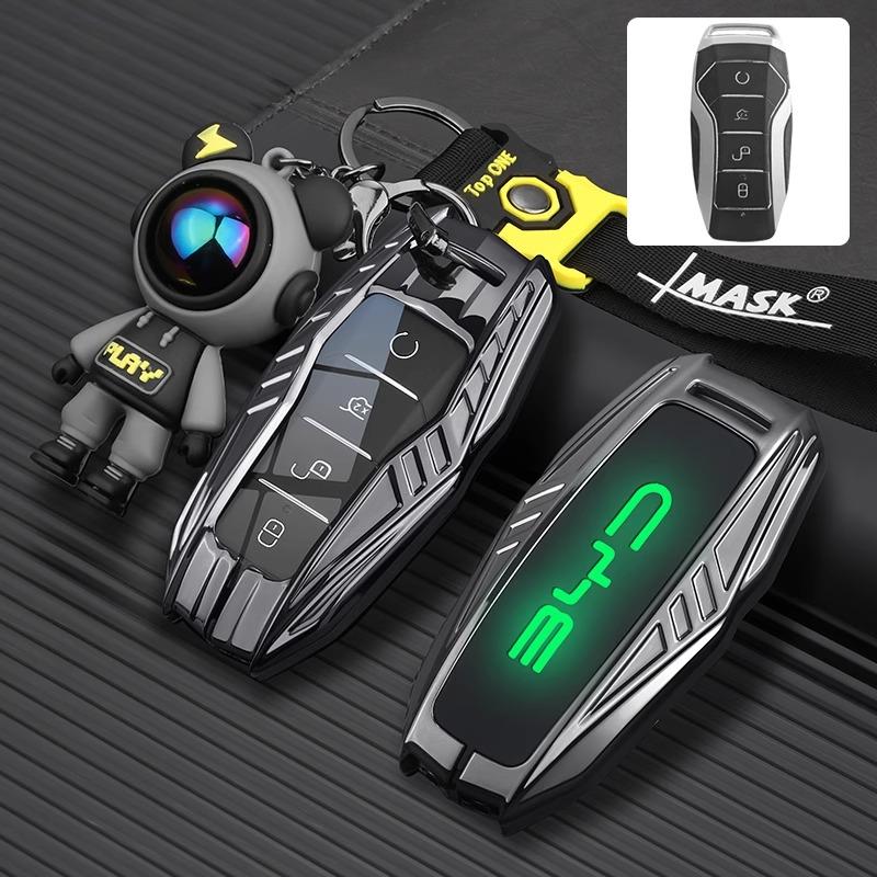 Car Zinc Alloy Leather Key Case Cover For BYD Atto 3 Han EV Dolphin Lied Tang Dm Qin PLUS Song Pro MAX Yuan Keychain Accessories