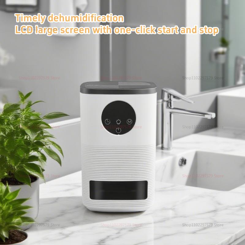 Indoor Household Dehumidifier Compact Quiet Water Shortage Auto Shutoff Digital Display Small Space Bedroom Basement Closet Use
