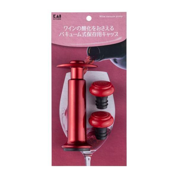 KAI Wine Vacuum Pump Bottle Stopper Red DH8222 1 pc