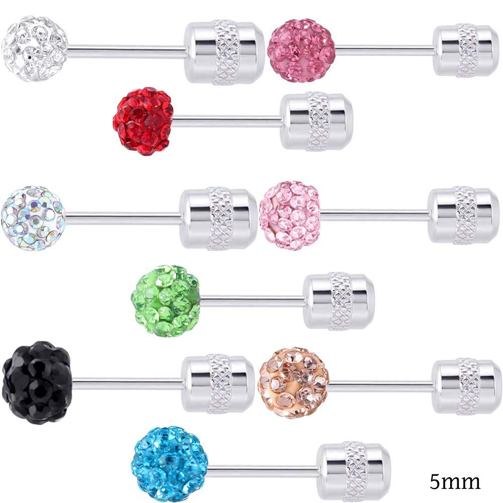 Multi-Color Titanium Steel Full Diamond Ball Stud Earrings for Cartilage Piercings