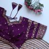 Blusa de Seda Mixta Bordada en Color Vino para Mujer Diseñador Indio Choli Étnico Listo para Usar