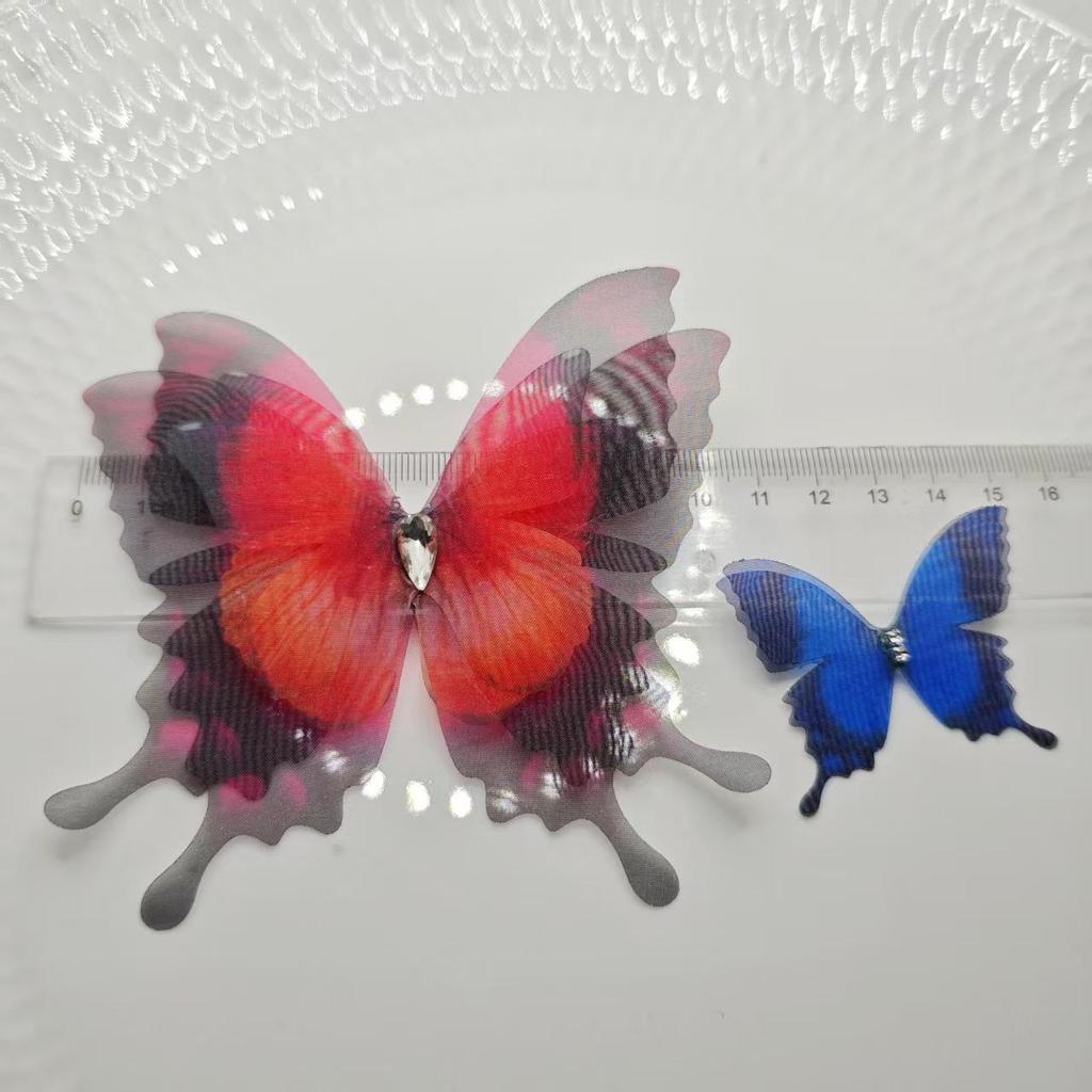 10CM 4-Layer Tulle Butterfly Hair Clip for Hats, Shoes & Clothing Accessories