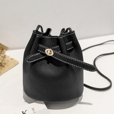 Mini Bucket Bag, Faux Leather Drawstring Crossbody Purse