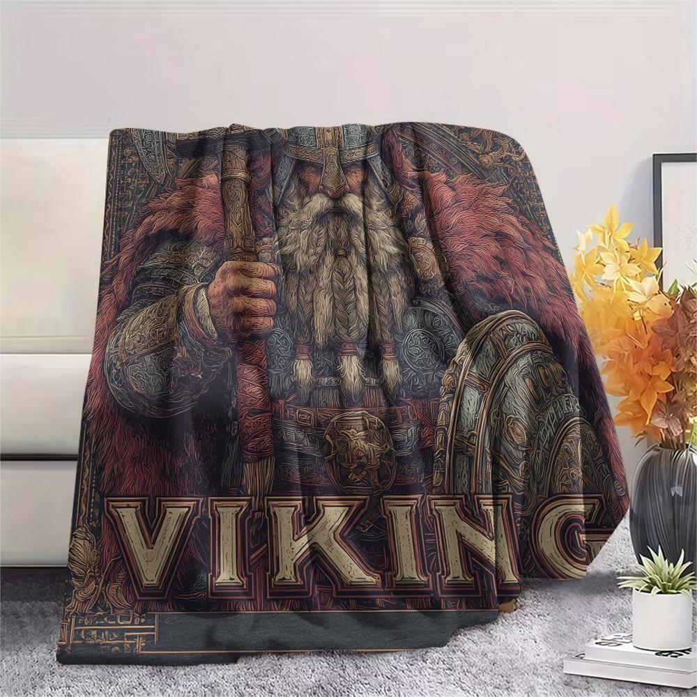Viking Warrior  Print Flannel Blanket, High quality Comfortable for All Seasons, Home Decor, Warmth and Comfort