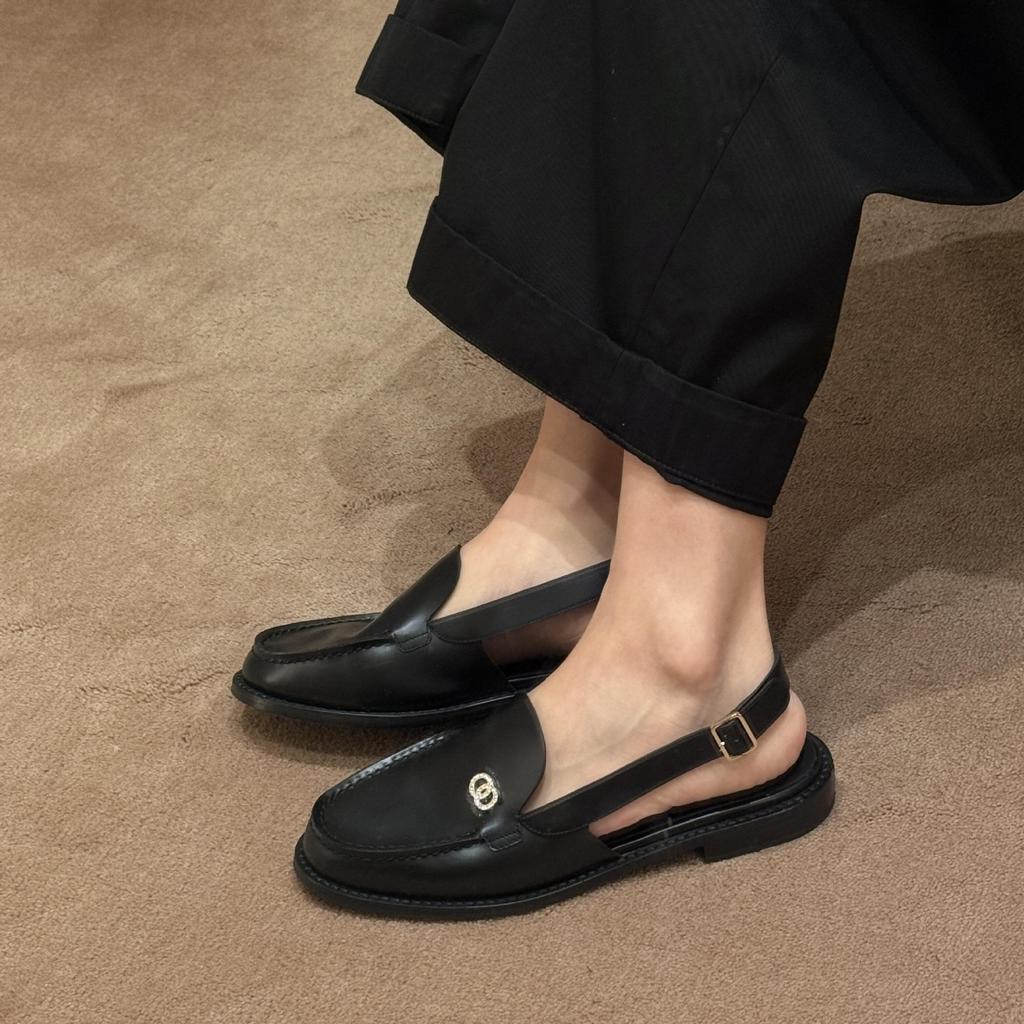 Wersja ze skóry owczej~ Prawdziwa skóra w stylu Xiaoxiangfeng z małymi skórzanymi butami Loafu damska letnia torba sandały na platformie Muller chłodne kapcie