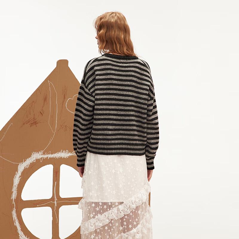 UNIFREE Collegiate Style Striped Wool Blend Cardigan