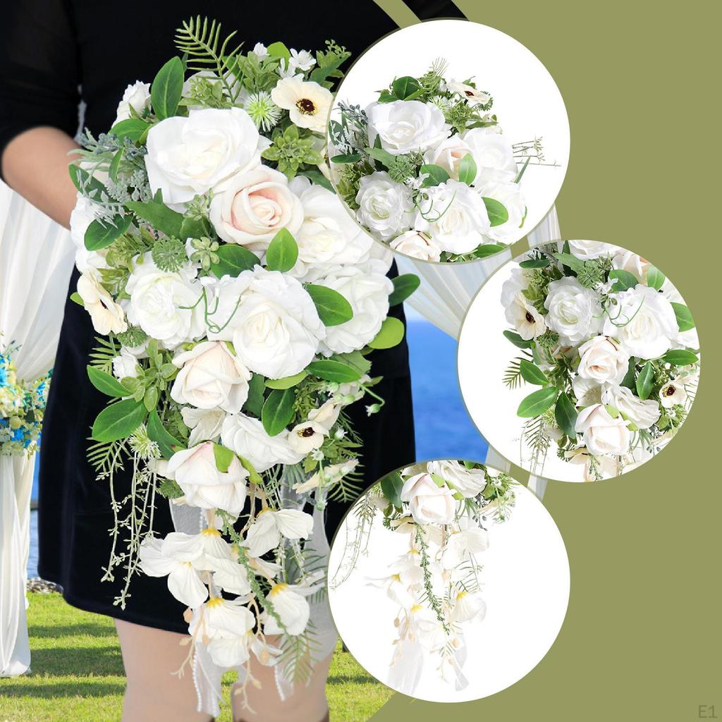 Bröllop Brudbukett Konstgjorda Blommor Lättvikt Gåva Ornament Brudtärna Blomma Dekor för