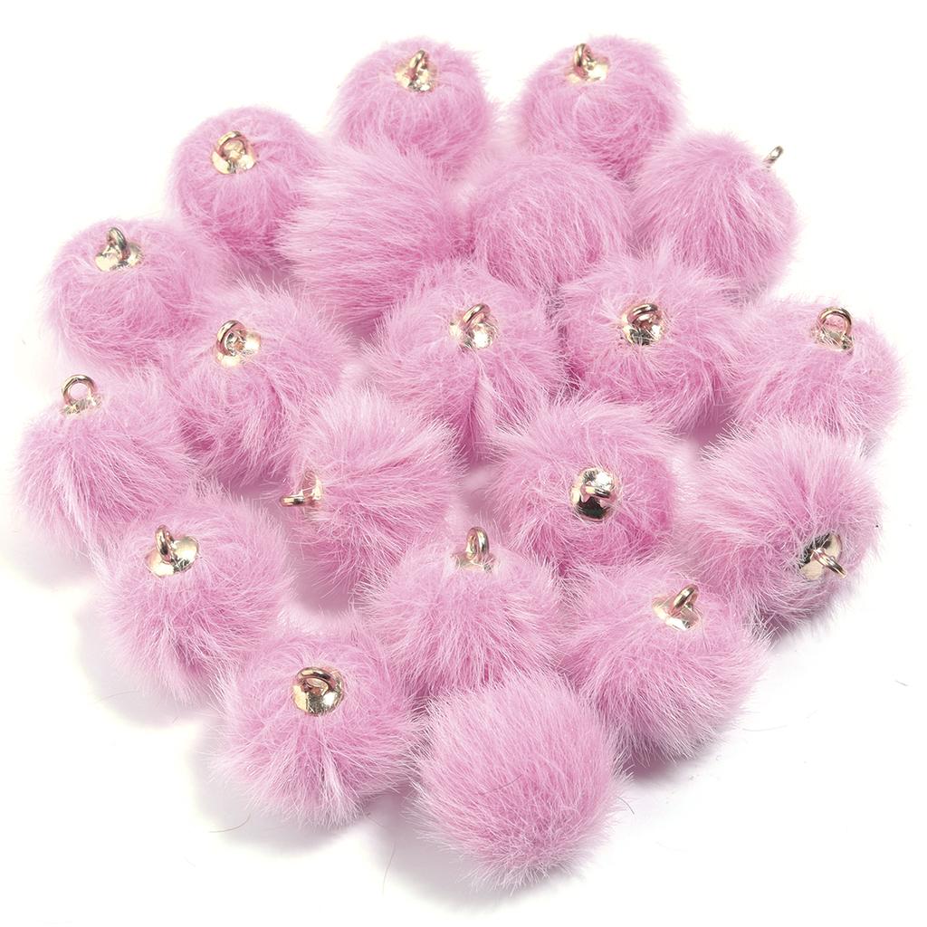 20pcs 16mm Plush Fur Covered Ball Beads Charms Cute Pompom Charms For Jewelry Making DIY Bracelets Necklace Earrings Accessories