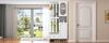 85*33.5*200cm Compact Wardrobe with 2 Cabinets, Storage Cabinet Made of Tempered Glass, White Entryway Cabinet, Coat Rack with Shoe Bench and Cushion