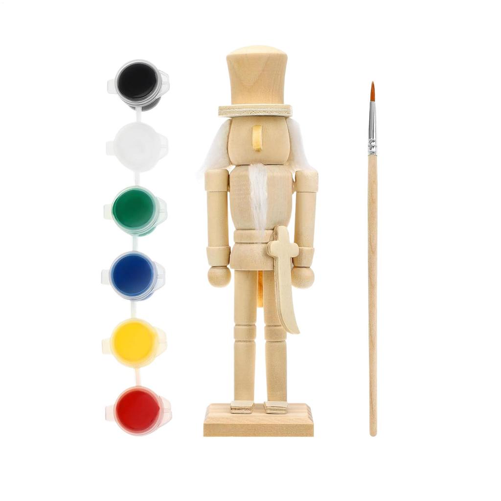 Bemalen Holz Nussknacker DIY Holz Nussknacker Soldat Handwerksset Unbemalte Nussknacker zum Bemalen Festlicher Schmuck