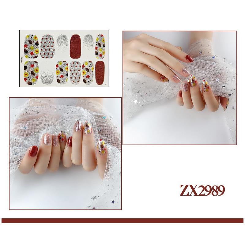 12-finger White No-Bake Nail Decal Fully Coated with Waterproof Long-lasting Nail Patch Simple Wind Nail Polish Adhesive
