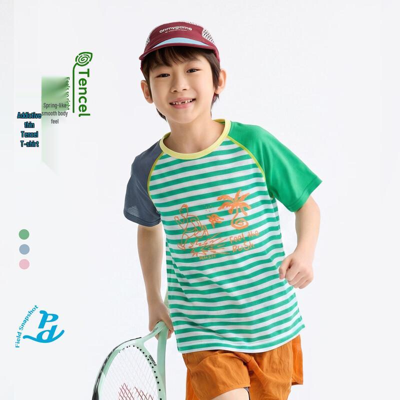 Unisex Children's Striped Lyocell Lightweight Short Sleeve T-Shirt