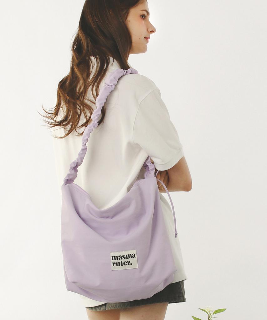Masmarulez Nylon 2Way Shirring Hobo Bag_Lilac