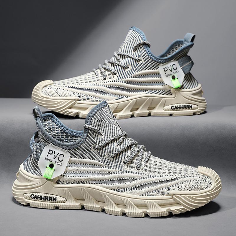 Neue Frühjahrs- und Sommer-Fliegenweberei, dünne, atmungsaktive Low-Top-Sneaker, Schnürung, Lauf-Plattform, Dad-Schuhe