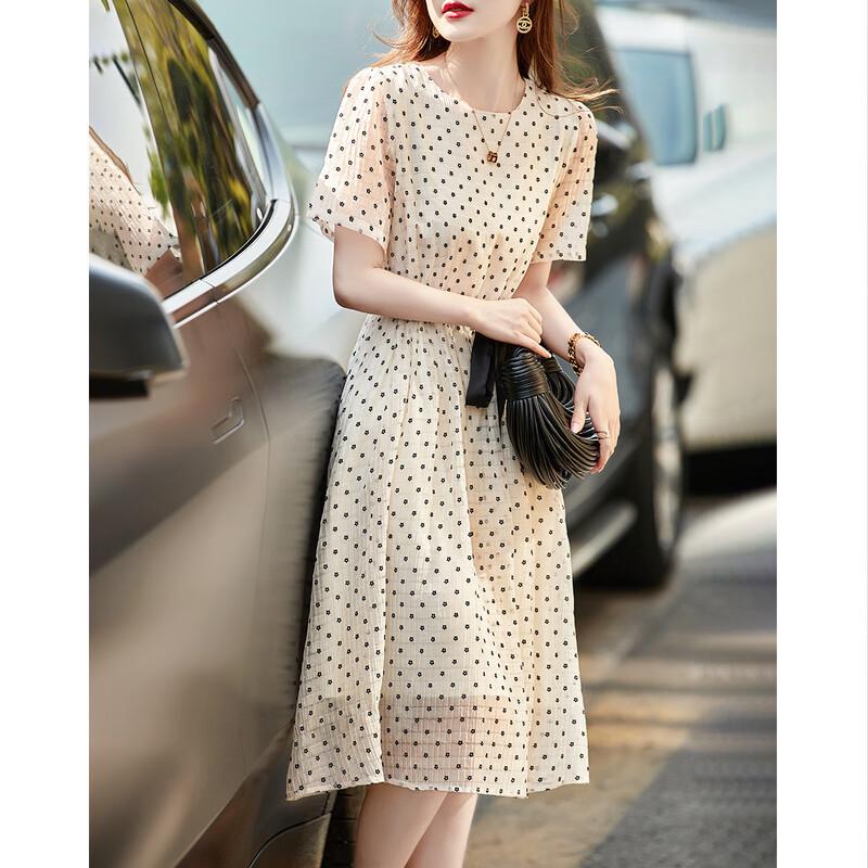 Demana Summer Puff Sleeve Flocked Floral A-Line Dress