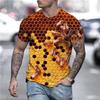 Zabawne Koszulki z Grafiką Pszczoły Letnia Moda Krótki Rękaw Męskie Damskie Koszulki 3D z Nadrukiem Miodu Casualowe Oversizeowe Koszulki Harajuku Topy