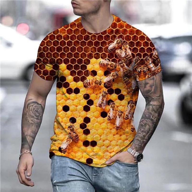 Zabawne Koszulki z Grafiką Pszczoły Letnia Moda Krótki Rękaw Męskie Damskie Koszulki 3D z Nadrukiem Miodu Casualowe Oversizeowe Koszulki Harajuku Topy