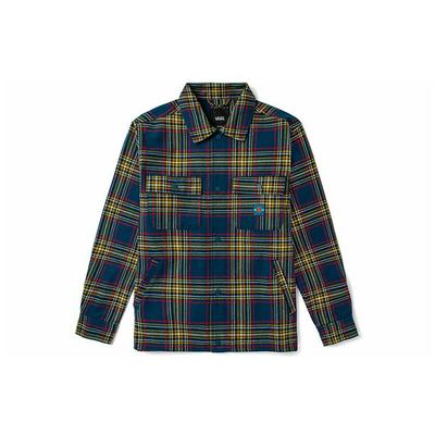 Vans Plaid Skull Pirate Parrot Emblem Print Polo Jacket Men Jacket Yellow VN0A54JHZ6Z