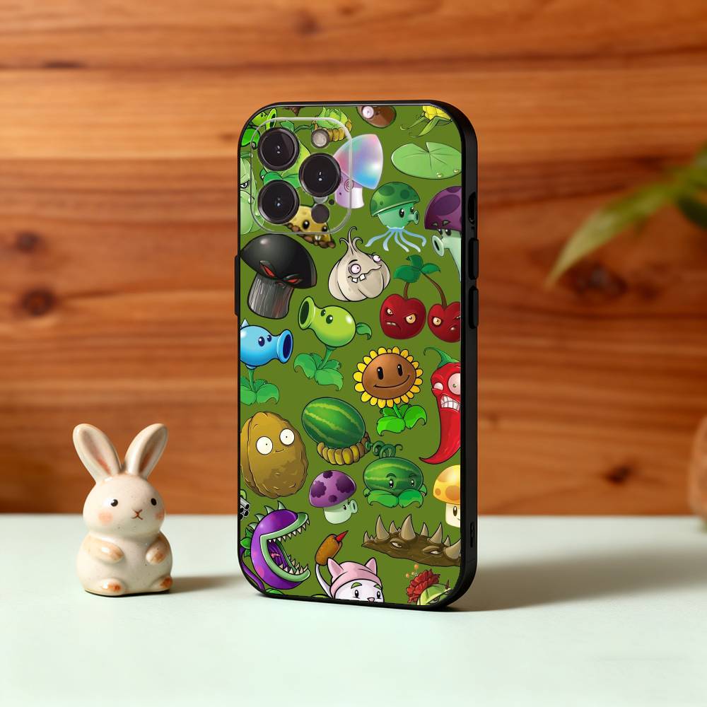 

P-Plants VS Z-Zombies Phone Case For iPhone17,16,15,14,13,12Plus,Pro Max,XS,5G Soft Silicone Black Cover iPhone12