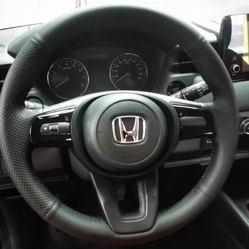 

Ручна вишивка, нековзна, чорна, Шкіряна Накладка на Кермо Автомобіля Для Honda ENS1 ENP1 XRV Vezel Fit Jazz GR -2024 Black line style
