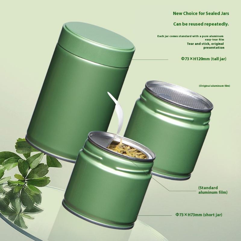 Airtight Tinplate Tea Canister Storage Container For Leaf Tea Bags Matcha Powder Sealed Pantry Organizer Kitchen Tea