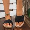 Flat Bottom Toe Straw Herringbone Light Slippers Women's Summer New Large Size Casual Cool Slippers