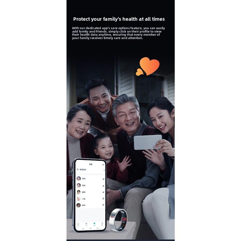 Smart ring monitors heart rate, blood oxygen, blood pressure, blood sugar, sleep, HRV health, step counting,  dad's gift, Valentine's Day gift