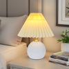 Pleated Cream-Style Table Lamp, Bedroom Bedside Lamp, Nordic Night Light, Dimmable Eye-Caring Lamp for Amazon