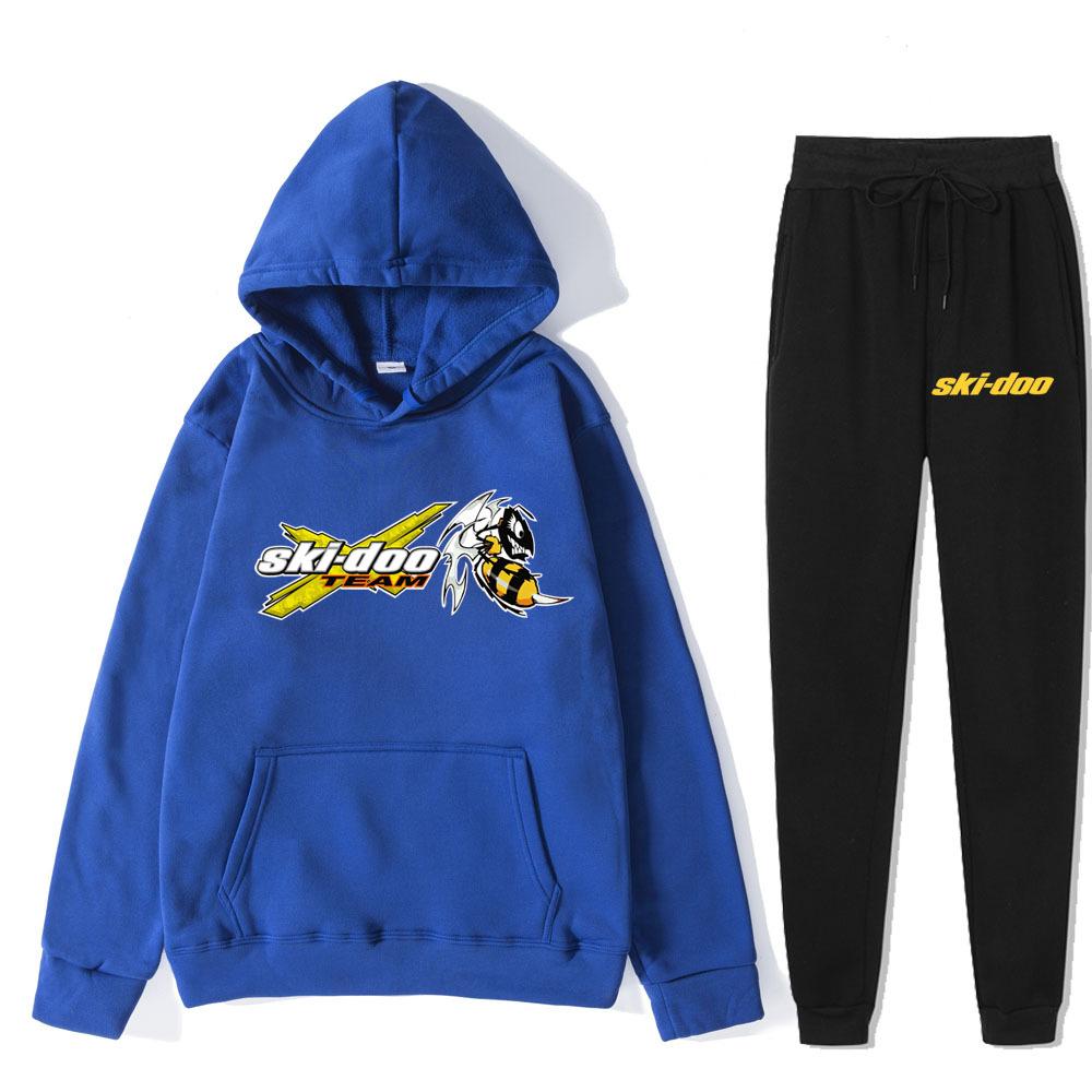 

Autumn Winter Ski-Doo Team Logo Printed Hoodies Sweatpants Set Fashionable Casual Warm Sports Long Sleeved Pants Men s Sport Wear XL