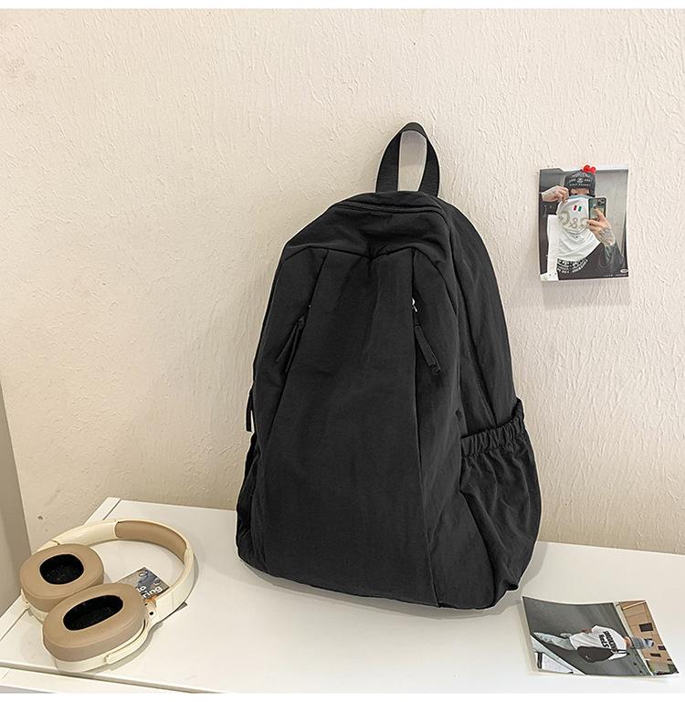 Schoolbag Korean ins Lazy Wind School Bag Female Solid Color Versatile Travel Lightweight Backpack College Student Class Leisure Backpack