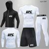 Herren 5-teiliges Cross-Training Kompressionsset - Hohe Elastizität, Schnelltrocknend, Atmungsaktiv für Boxen, Fitness, Laufen & UFC