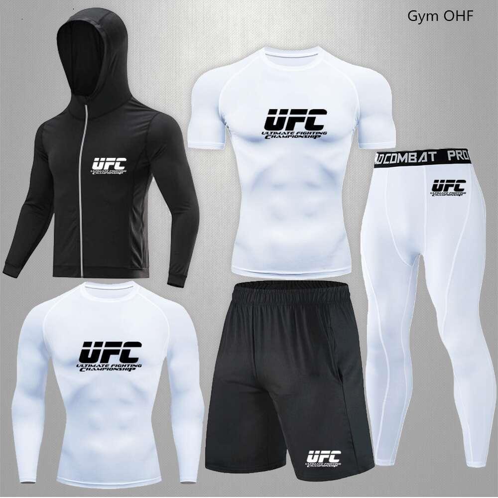 Herren 5-teiliges Cross-Training Kompressionsset - Hohe Elastizität, Schnelltrocknend, Atmungsaktiv für Boxen, Fitness, Laufen & UFC