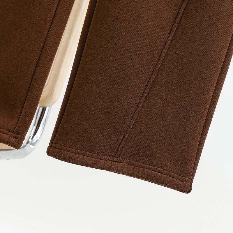 Women's Wide-Leg High Waist Winter Drape Sports Pants with Plush Velvet