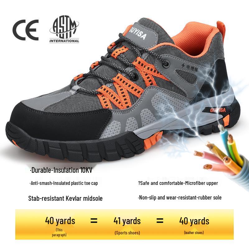 Men's Breathable Safety Shoes: Steel Toe Protection, Anti-Smash, Anti-Puncture, Insulated for Electricians (10KV)