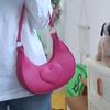 Solid Color Crescent Moon Underarm Bag Love Heart Hobo Bag Simple PU Leather Shoulder Bag  Travel