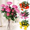 Multicolor Small Camellia Artifical Flower Silk Petals Floral Arrangement Decorative Flower Green Leaves Photo Props