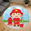 1pc Firefighter Firetruck Round Chair Mat Area Rug - Non-Slip, Floor Mat for Office, Bedroom, and Indoor Decor C1125527